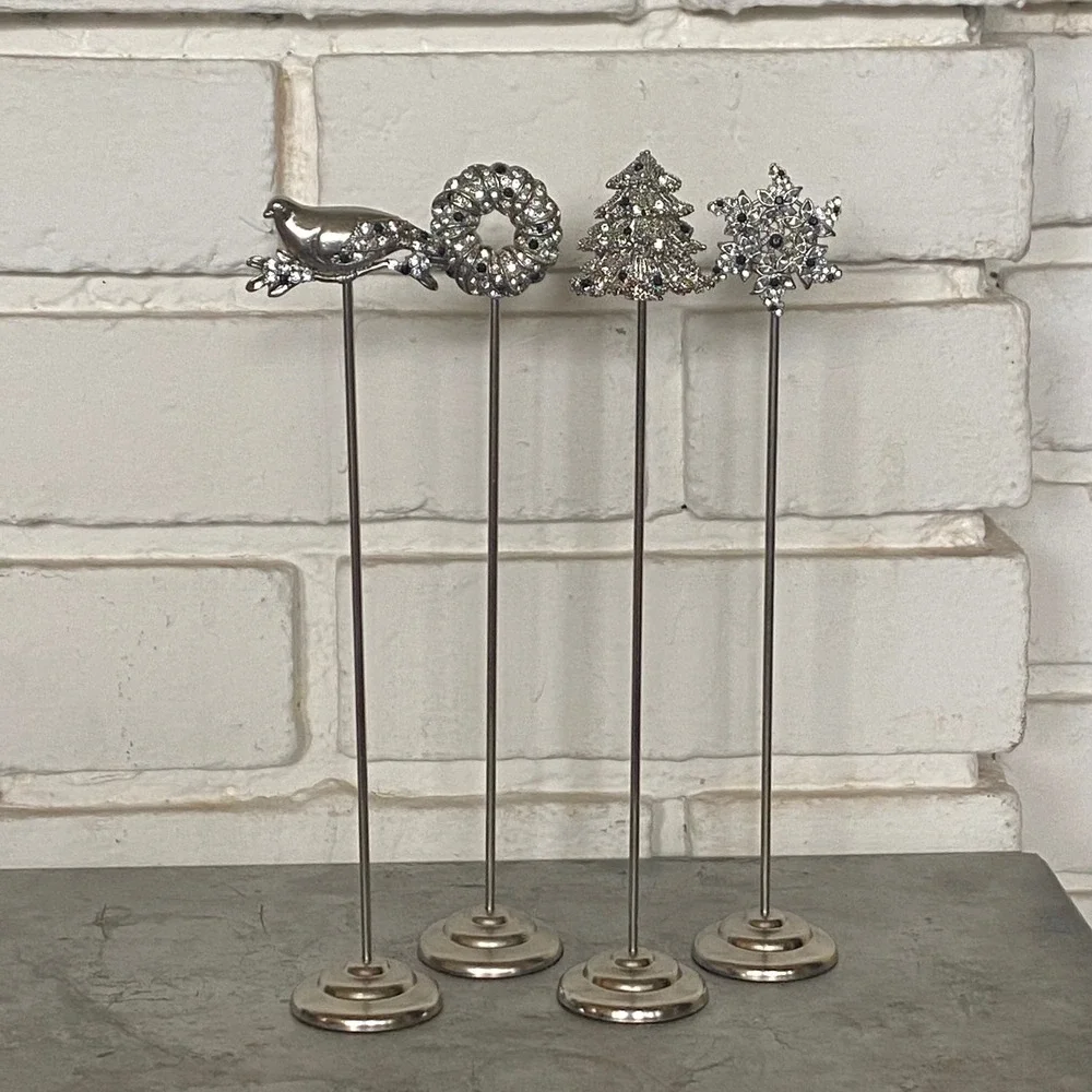 Pottery Barn Jeweled Christmas Place Card Holders Set of 4 Holiday‎ Decor